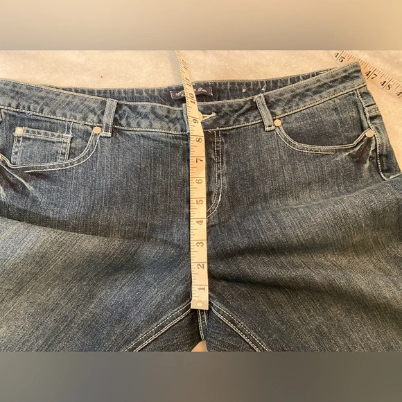 Canyon River Blues Split Hem Straight Leg Capri Denim White Trim Jeans Size 16 P - Picture 4 of 10